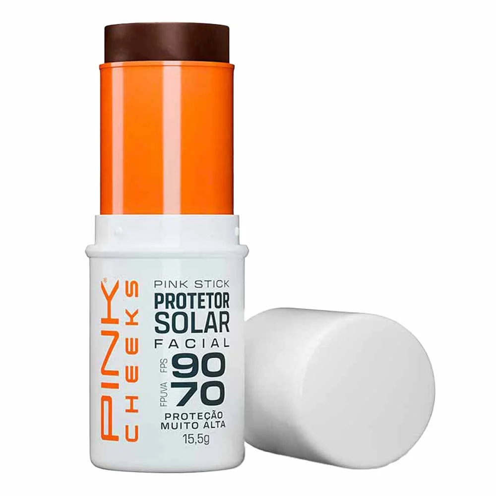 Protetor Solar Facial Com Cor Pink Stick FPS90 100km